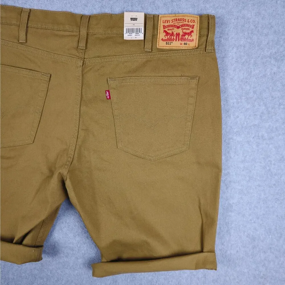 NWT Levi's 511 Mens Size 40 Tan Cut Off Slim Shorts